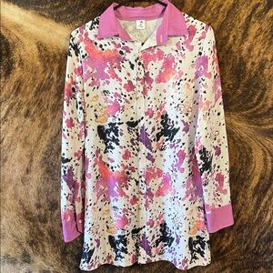 Colorful cow print button down top